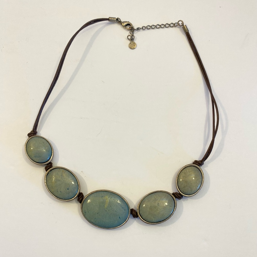 18”‎ Blue Green Stone 5X Statement Necklace